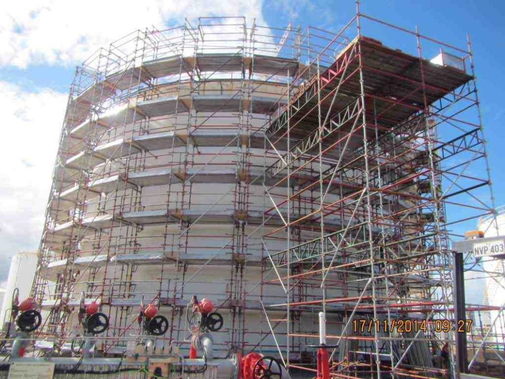 Caledonia Group's scaffolding around a building