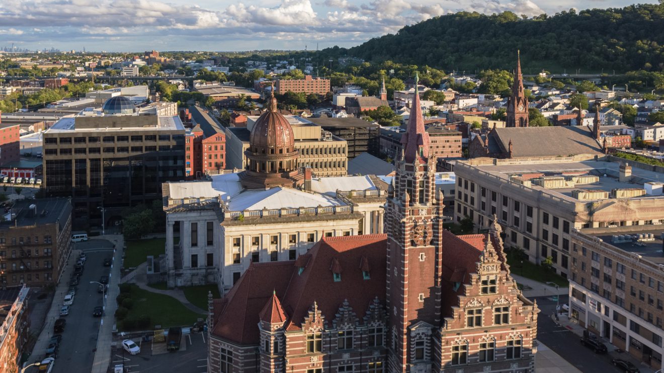 An aerial photo of Paterson, NJ