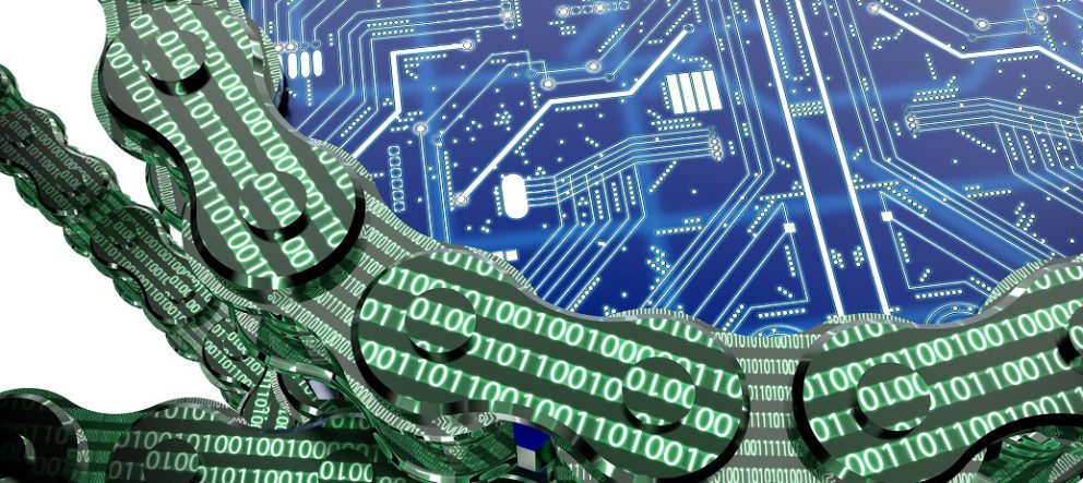 digital computer blockchain isolated on white