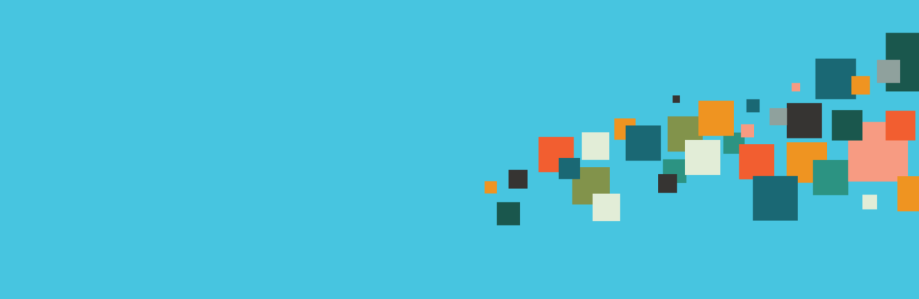 A collection of multi-colored squares on a blue background