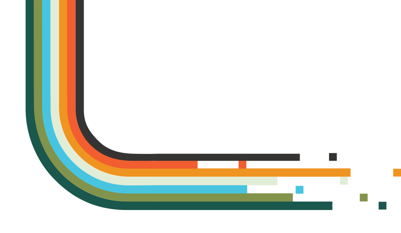 A series of stacked, curved, multicolored lines